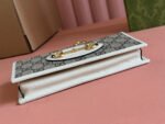 HORSEBIT 1955 WALLET IN BEIGE EBONY CANVAS MIX WHITE CALFSKIN GOLD CHAIN - Image 14