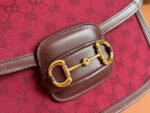 HORSEBIT 1955 SHOULDER BAG 25 IN WINE RED CANVAS AND CALFSKIN GOLD HARDWARE - Image 8