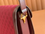 HORSEBIT 1955 SHOULDER BAG 25 IN WINE RED CANVAS AND CALFSKIN GOLD HARDWARE - Image 11