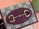 HORSEBIT 1955 CARD CASE WALLET 11 IN BEIGE DARK BROWN NEW GG AND ROSSO ANCORA RED CALFSKIN - Image 11