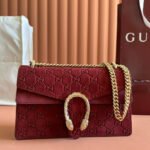 DIONYSUS MEDIUM SHOULDER BAG 27.5 IN ROSSO ANCORA RED GG SUEDE
