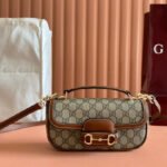 SMALL HORSEBIT 1955 SHOULDER BAG 22.6 IN BEIGE/EBONY GG WITH BROWN CALFSKIN TRIM - Image 10