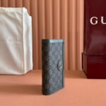 OPHIDIA CARD CASE 19 IN DARK GREY COATED FABRIC AND CALFSKIN - Image 2