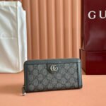 OPHIDIA ZIP AROUND WALLET 19 IN DARK GREY COATED FABRIC AND CALFSKIN - Image 10