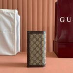 OPHIDIA CARD CASE 19 IN BEIGE BROWN COATED FABRIC AND CALFSKIN - Image 3