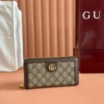 OPHIDIA WALLET 19 IN BEIGE AND DARK BROWN COATED FABRIC AND CALFSKIN - Image 10