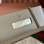 OPHIDIA WALLET ON CHAIN 19 IN BEIGE AND WHITE COATED FABRIC OATMEAL CALFSKIN - Image 5