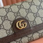 OPHIDIA WALLET ON CHAIN 19 IN BEIGE AND DARK BROWN COATED FABRIC AND CALFSKIN - Image 8