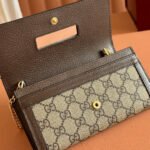 OPHIDIA WALLET ON CHAIN 19 IN BEIGE AND DARK BROWN COATED FABRIC AND CALFSKIN - Image 5