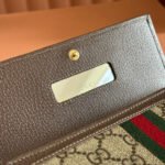 OPHIDIA WALLET ON CHAIN 19 IN BEIGE AND DARK BROWN COATED FABRIC AND BROWN CALFSKIN TRIM - Image 16