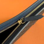 OPHIDIA POUCH 26 IN DARK GREY MONOGRAM CANVAS AND NAVY BLUE CALFSKIN TRIM - Image 8