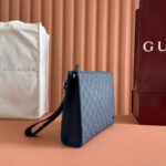 OPHIDIA POUCH 26 IN DARK GREY MONOGRAM CANVAS AND NAVY BLUE CALFSKIN TRIM - Image 4