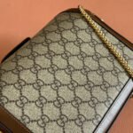 HORSEBIT 1955 SMALL 21.5 IN BEIGE EBONY GG SUPREME BROWN CALFSKIN GOLD HARDWARE - Image 4