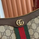 OPHIDIA SMALL SHOULDER BAG 26 IN BEIGE AND DARK BROWN CANVAS - Image 6