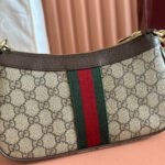 OPHIDIA SMALL SHOULDER BAG 26 IN BEIGE AND DARK BROWN CANVAS - Image 7