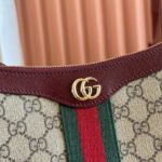 OPHIDIA SMALL SHOULDER BAG 26 IN BROWN CANVAS REDDISH BROWN LEATHER TRIM - Image 14