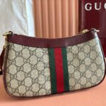 OPHIDIA SMALL SHOULDER BAG 26 IN BROWN CANVAS REDDISH BROWN LEATHER TRIM - Image 17