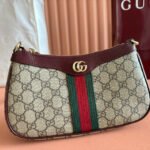 OPHIDIA SMALL SHOULDER BAG 26 IN BROWN CANVAS REDDISH BROWN LEATHER TRIM - Image 16