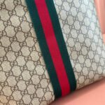 GUCCI 25S TOTE BAG 36 CM IN DARK BROWN MIX BEIGE LAMBSKIN WITH GOLD HARDWARE - Image 16