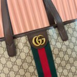 GUCCI 25S TOTE BAG 36 CM IN DARK BROWN MIX BEIGE LAMBSKIN WITH GOLD HARDWARE - Image 2