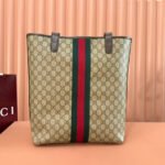 GUCCI 25S TOTE BAG 36 CM IN DARK BROWN MIX BEIGE LAMBSKIN WITH GOLD HARDWARE - Image 3