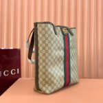 GUCCI 25S TOTE BAG 36 CM IN DARK BROWN MIX BEIGE LAMBSKIN WITH GOLD HARDWARE - Image 4