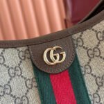 GUCCI 25S OPHIDIA SMALL SHOULDER BAG 23 CM IN BEIGE MIX BROWN CALFSKIN - Image 5
