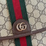 GUCCI 25S OPHIDIA SMALL SHOULDER BAG 24 CM IN BEIGE AND BROWN CALFSKIN - Image 7