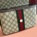 GUCCI 25S OPHIDIA SMALL SHOULDER BAG 24 CM IN BEIGE AND BROWN CALFSKIN - Image 14