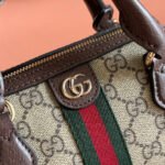 GUCCI 25S OPHIDIA MINI BOSTON BAG 16 IN BEIGE CANVAS AND BROWN CALFSKIN - Image 12