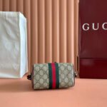 GUCCI 25S OPHIDIA MINI BOSTON BAG 16 IN BEIGE CANVAS AND ROSSO ANCORA CALFSKIN - Image 17