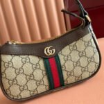 GUCCI 25S OPHIDIA SMALL SHOULDER BAG 19 IN BEIGE CANVAS AND BROWN CALFSKIN - Image 7