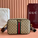 GUCCI 25S OPHIDIA CROSSBODY BAG 28 IN BEIGE CANVAS AND BROWN CALFSKIN - Image 10