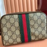 GUCCI 25S DESIGNER HANDBAG 18 IN BEIGE CANVAS AND BROWN CALFSKIN - Image 5