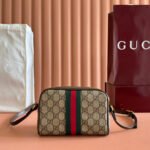 GUCCI 25S DESIGNER HANDBAG 18 IN BEIGE CANVAS AND BROWN CALFSKIN - Image 11