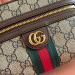 GUCCI 25S DESIGNER HANDBAG 18 IN BEIGE CANVAS AND BROWN CALFSKIN - Image 13