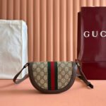 GUCCI 25S OPHIDIA MINI BAG 20 IN DARK BEIGE CANVAS AND BROWN CALFSKIN - Image 2