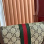 GUCCI 25S OPHIDIA MINI BAG 20 IN DARK BEIGE CANVAS AND BROWN CALFSKIN - Image 5