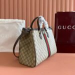 GUCCI 26S OPHIDIA HANDBAG 39 IN BROWN AND DARK BEIGE CANVAS - Image 2
