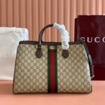 GUCCI 26S OPHIDIA HANDBAG 39 IN BROWN AND DARK BEIGE CANVAS - Image 10