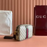 GUCCI 26S OPHIDIA CROSSBODY BAG 24 IN BROWN AND DARK BEIGE CANVAS - Image 4