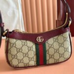 GUCCI 26S OPHIDIA BAG 20 IN DARK BEIGE AND RED CALFSKIN - Image 15