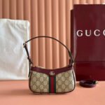 GUCCI 26S OPHIDIA BAG 20 IN DARK BEIGE AND RED CALFSKIN - Image 10