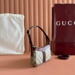 GUCCI 26S OPHIDIA BAG 20 IN DARK BEIGE AND RED CALFSKIN - Image 3