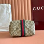 GUCCI 25S OPHIDIA SMALL BUCKET BAG 22 IN BEIGE CANVAS AND BROWN CALFSKIN - Image 17