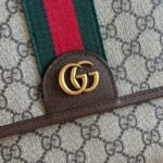 GUCCI 25S OPHIDIA SMALL BAG 28 IN BEIGE CANVAS AND BROWN CALFSKIN - Image 3