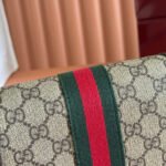 GUCCI 25S OPHIDIA BAG 18 IN BEIGE CANVAS AND BROWN CALFSKIN SILVER HARDWARE - Image 8