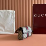 GUCCI 25S OPHIDIA BAG 18 IN BEIGE CANVAS AND BROWN CALFSKIN SILVER HARDWARE - Image 3