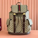 GUCCI 26S OPHIDIA LARGE BACKPACK 46 IN BEIGE AND BROWN CANVAS - Image 10