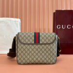 GUCCI 25S OPHIDIA MEDIUM CROSSBODY BAG 28 IN BEIGE CANVAS AND BROWN CALFSKIN - Image 11